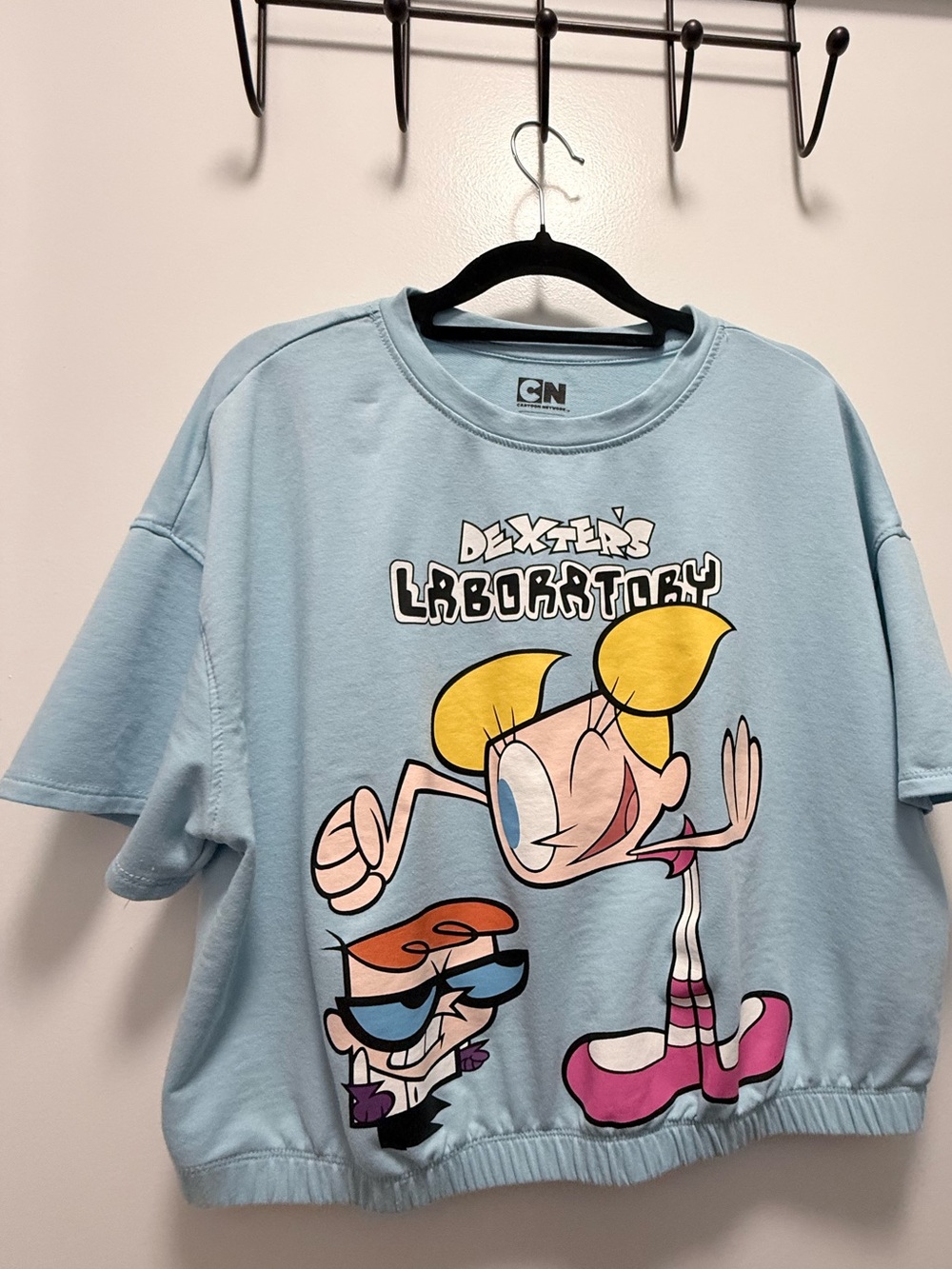 Cartoon Network Light Blue Dexter's Laboratory Graphic Crop Tee Size L